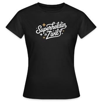 Super-héroïne en costume de super-héros civil - T-shirt Femme - noir - Devant - AI Model Female 172 dark (172cm)