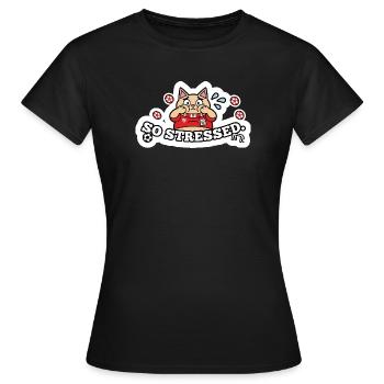 Lustige gestresste Fußball-Fankatze Fußball-Aufkleber-Kunst - Frauen T-Shirt - Schwarz - Vorne - AI Model Female 172 dark (172cm)