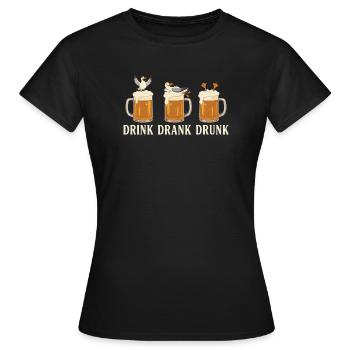 Drink Drank Drunk Beer Seagulls Beach - Women's T-Shirt - black - Front - AI Model Female 172 dark (172cm)