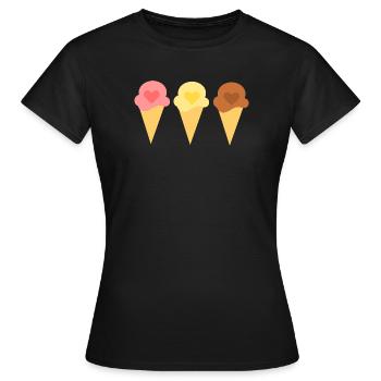 Eis Herz Eiscreme Erdbeereis Eisdiele Geschenk - Frauen T-Shirt - Schwarz - Vorne - AI Model Female 172 dark (172cm)