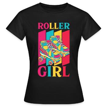 Roller Girl 70s 80s Retro Roller Skating - Women's T-Shirt - black - Front - AI Model Female 172 dark (172cm)