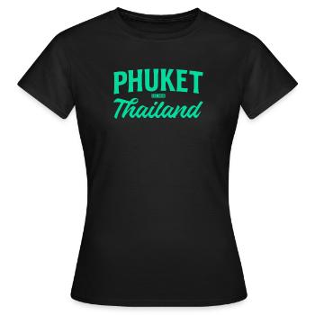 Phuket Thailand Teal Script - Frauen T-Shirt - Schwarz - Vorne - AI Model Female 172 dark (172cm)