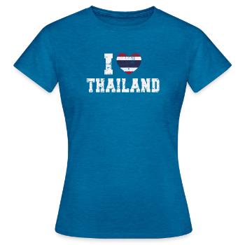 Thaïlande - T-shirt Femme - bleu saphir antique chiné - Devant - AI Model Female 172 dark (172cm)