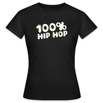 100,-_hip_hop- - T-shirt Femme - noir - Devant - AI Model Female 172 dark (172cm)