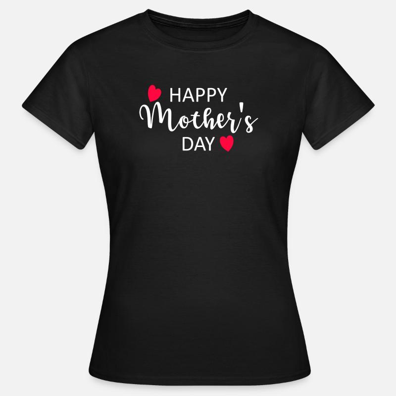 Happy Mother's Day Script Hearts - Women's T-Shirt - black