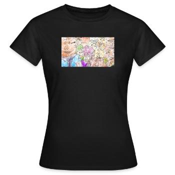 Sea of Faces Collage: Colorful Diversity - Women's T-Shirt - black - Front - AI Model Female 172 dark (172cm)