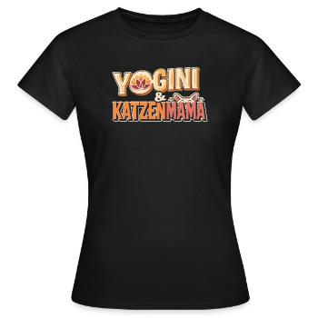Yogini Katzenmama Geschenk Idee Geburtstag - Frauen T-Shirt - Schwarz - Vorne - AI Model Female 172 dark (172cm)
