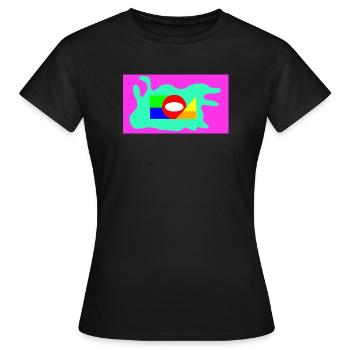 Néon en collage géométrique de blocs de couleur - T-shirt Femme - noir - Devant - AI Model Female 172 dark (172cm)