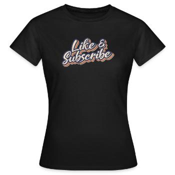 Like & Subscribe 70s Style - Women's T-Shirt - black - Front - AI Model Female 172 dark (172cm)
