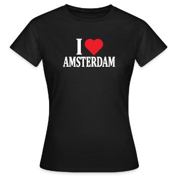 T-Shirt I love Amsterdam Geschenkidee - Frauen T-Shirt - Schwarz - Vorne - AI Model Female 172 dark (172cm)