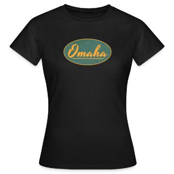 Omaha Vintage Script Emblem - Women's T-Shirt - black - Front - AI Model Female 172 dark (172cm)