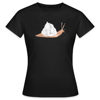 Schnecke mit Sahnehaube als Schneckenhaus - Frauen T-Shirt - Schwarz - Vorne - AI Model Female 172 dark (172cm)
