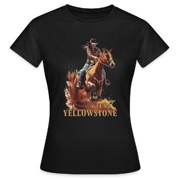 Barrel racer fille équitation Yellowstone - T-shirt Femme - noir - Devant - AI Model Female 172 dark (172cm)