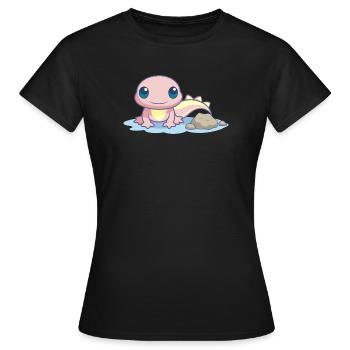 Kleiner rosa Salamander am Ufer - Frauen T-Shirt - Schwarz - Vorne - AI Model Female 172 dark (172cm)