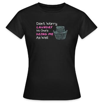 Playful Laundry Feelings Illustration - Women's T-Shirt - black - Front - AI Model Female 172 dark (172cm)