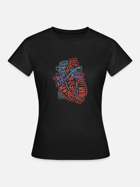 Heart Anatomy Biologia Regalo Aorta Heartbeat - Maglietta da donna - nero