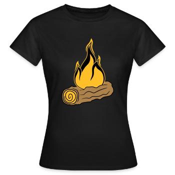 bois branche forêt arbre tronc gravure sur bois forêt feu son - T-shirt Femme - noir - Devant - AI Model Female 172 dark (172cm)