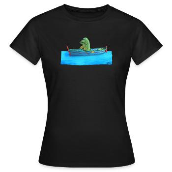 Hecht im Ruderboot - Frauen T-Shirt - Schwarz - Vorne - AI Model Female 172 dark (172cm)