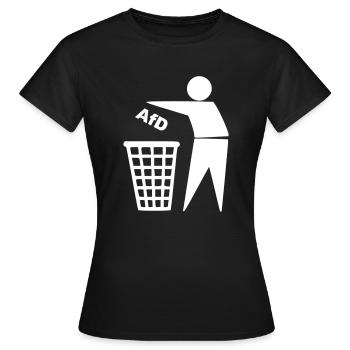 AfD Mülleimer - Anti Rechts - Antifa - Nazis raus - Frauen T-Shirt - Schwarz - Vorne - AI Model Female 172 dark (172cm)