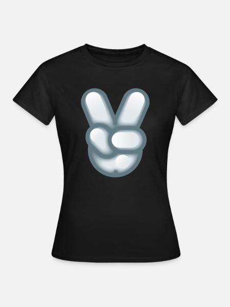 Smiley Hand Signal - Frauen T-Shirt - Schwarz
