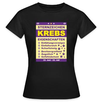 Sternzeichen Krebs - Frauen T-Shirt - Schwarz - Vorne - AI Model Female 172 dark (172cm)