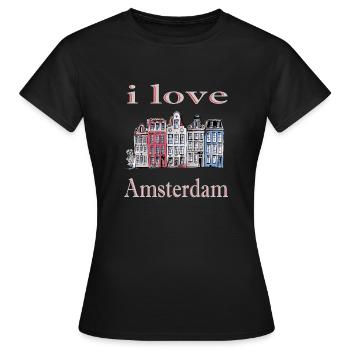 I Love Amsterdam Ich liebe Amsterdam - Frauen T-Shirt - Schwarz - Vorne - AI Model Female 172 dark (172cm)