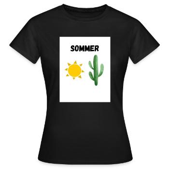 Sommer, Sonne, Kaktus - Frauen T-Shirt - Schwarz - Vorne - AI Model Female 172 dark (172cm)