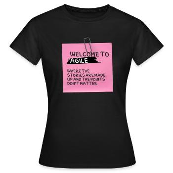 Bienvenue à agile - T-shirt Femme - noir - Devant - AI Model Female 172 dark (172cm)