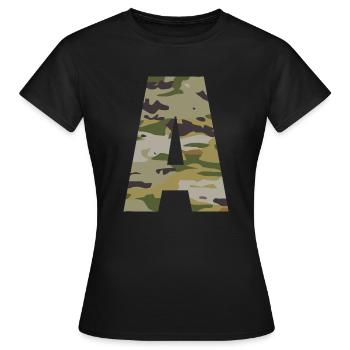 Camouflage letter A - Women's T-Shirt - black - Front - AI Model Female 172 dark (172cm)