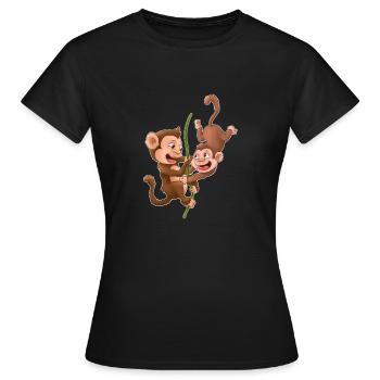 Câlin de famille de singe - T-shirt Femme - noir - Devant - AI Model Female 172 dark (172cm)