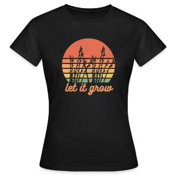 Growth, Spring, Sustainability, retro - Women's T-Shirt - black - Front - AI Model Female 172 dark (172cm)