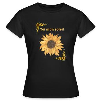 "Toi mon soleil" - T-shirt Femme - noir - Devant - AI Model Female 172 dark (172cm)
