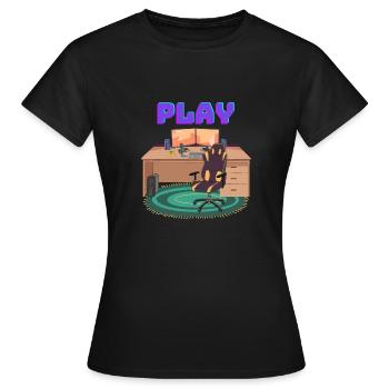 Gaming PC Schreibtisch - Frauen T-Shirt - Schwarz - Vorne - AI Model Female 172 dark (172cm)