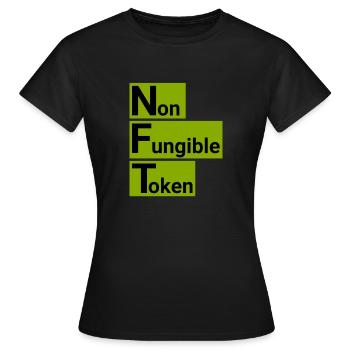 NFT (Non-fungible Token) - green Background - Women's T-Shirt - black - Front - AI Model Female 172 dark (172cm)