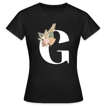 Buchstabe G blumig - Frauen T-Shirt - Schwarz - Vorne - AI Model Female 172 dark (172cm)