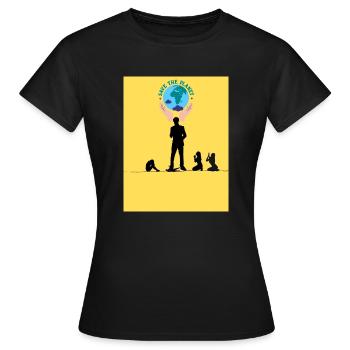 Rette die Erde und rette Frauen - Frauen T-Shirt - Schwarz - Vorne - AI Model Female 172 dark (172cm)