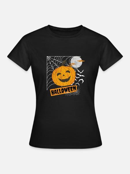 Halloween mit Spinnennetz - Frauen T-Shirt - Schwarz