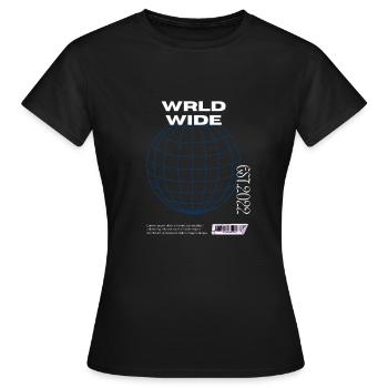 WRLD WIDE - Frauen T-Shirt - Schwarz - Vorne - AI Model Female 172 dark (172cm)