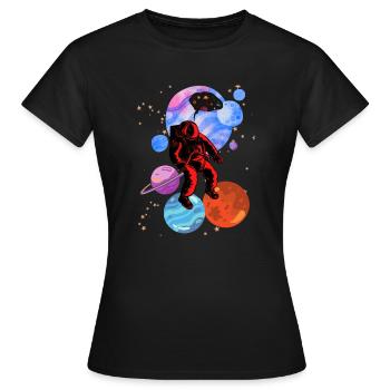 Astronaute Stencil Styles - T-shirt Femme - noir - Devant - AI Model Female 172 dark (172cm)