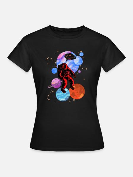 Astronaut Stencil-Stile - Frauen T-Shirt - Schwarz