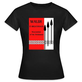 Nom de famille Walsh - T-shirt Femme - noir - Devant - AI Model Female 172 dark (172cm)