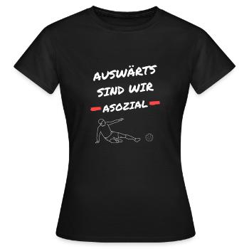 Auswärts sind wird asozial - Frauen T-Shirt - Schwarz - Vorne - AI Model Female 172 dark (172cm)