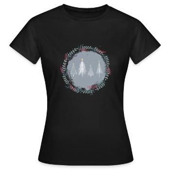 Verschneite Tannen - Frauen T-Shirt - Schwarz - Vorne - AI Model Female 172 dark (172cm)