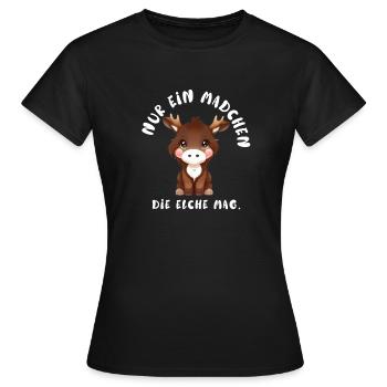 Nur ein Mädchen die Elche mag. - Frauen T-Shirt - Schwarz - Vorne - AI Model Female 172 dark (172cm)