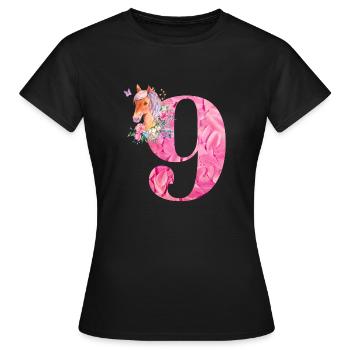 Pferdemädchen Geburtstag 9. Geburtstag - Frauen T-Shirt - Schwarz - Vorne - AI Model Female 172 dark (172cm)