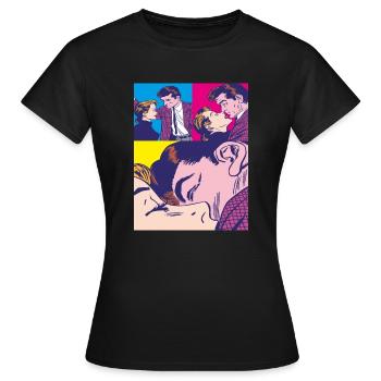 Baiser étape par étape - T-shirt Femme - noir - Devant - AI Model Female 172 dark (172cm)