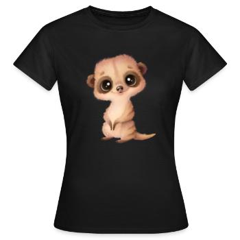 cute meerkat with eyes - Women's T-Shirt - black - Front - AI Model Female 172 dark (172cm)