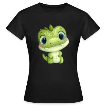 cute baby crocodile with eyes - Women's T-Shirt - black - Front - AI Model Female 172 dark (172cm)