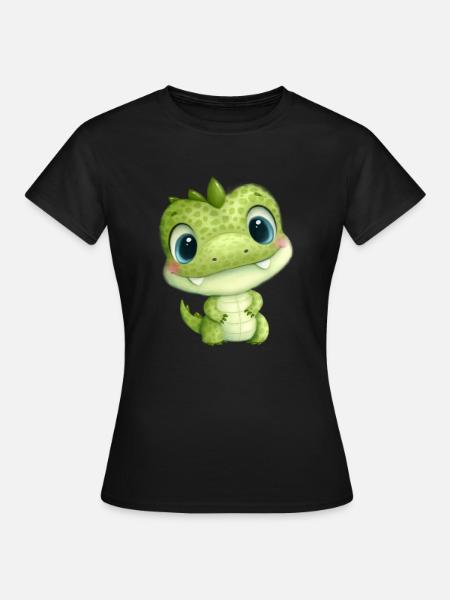 süßes Baby-Krokodil mit Glubschaugen - Frauen T-Shirt - Schwarz