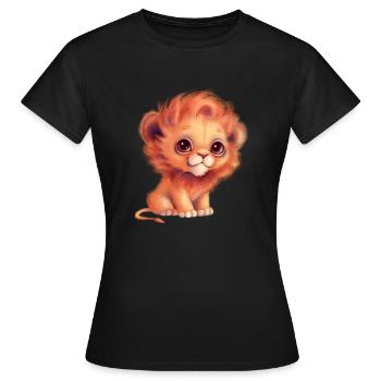 Süßer Cartoon-Baby-Löwe mit Glubschaugen - Frauen T-Shirt - Schwarz - Vorne - AI Model Female 172 dark (172cm)